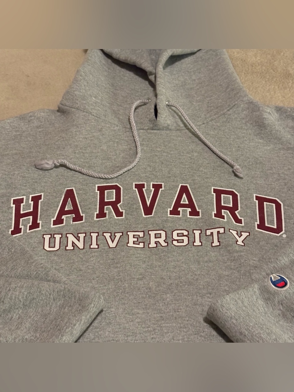 Champion Authentic Harvard University Gray Logo Graphic Pullover Hoodie Men’s M